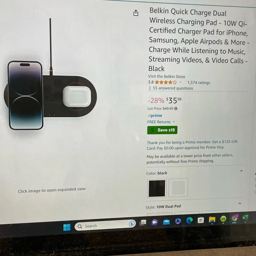 belkin Black Dual Wireless Charging Pad with Power Adapter